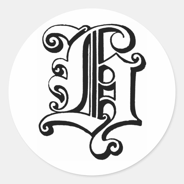 Letter H monogram Classic Round Sticker (Front)