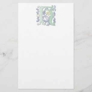 Letter H Monogram Fleur de lis Stationery
