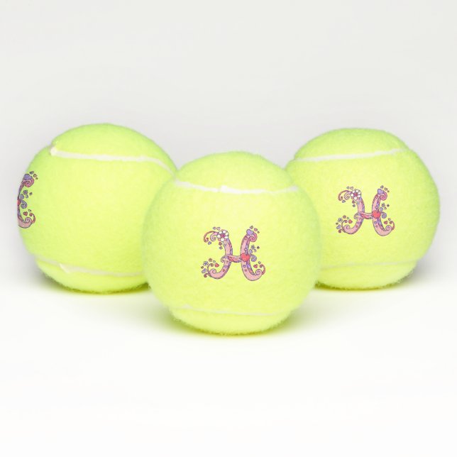 Letter H monogram girls personalised doodle art Tennis Balls (Multi)