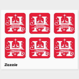 Letter H Monogram Initial Family Name Greeting Square Sticker
