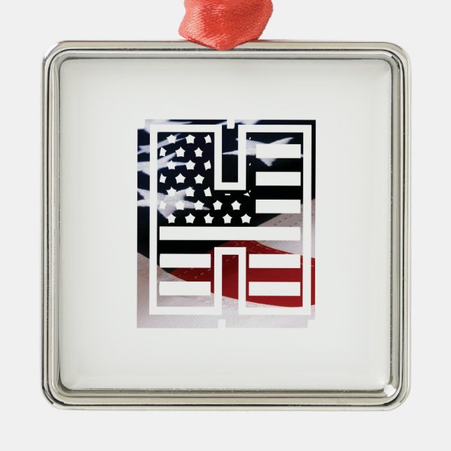 Letter H Monogram Initial USA Metal Tree Decoration (Front)