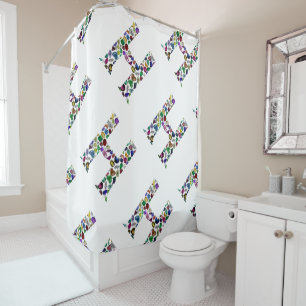 Letter H Monogram Shower Curtain