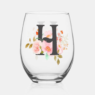 Letter H Stemless Wine Glass