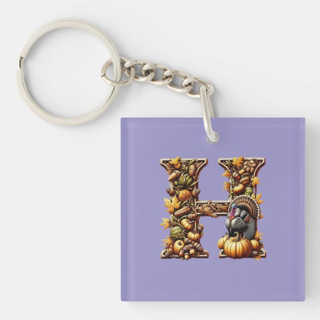 Letter H Thanksgiving gift style  Key Ring (Front)