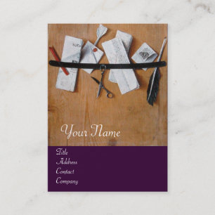 LETTER HOLDER IN WOOD MONOGRAM, purple brown white Business Card