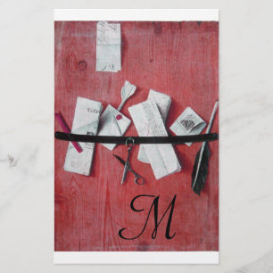 LETTER HOLDER IN WOOD MONOGRAM red black white Stationery