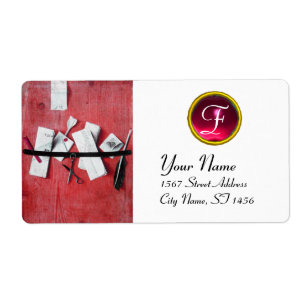 LETTER HOLDER IN WOOD MONOGRAM, red ruby white