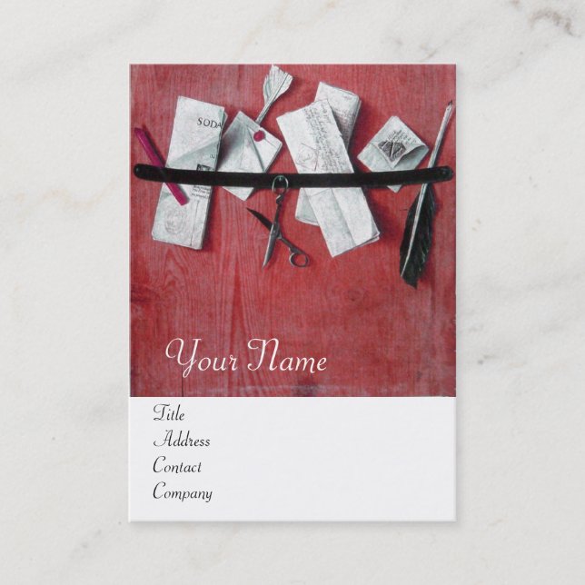 LETTER HOLDER IN WOOD MONOGRAM red white Business Card (Front)