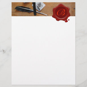 LETTER HOLDER IN WOOD RED WAX SEAL MONOGRAM brown