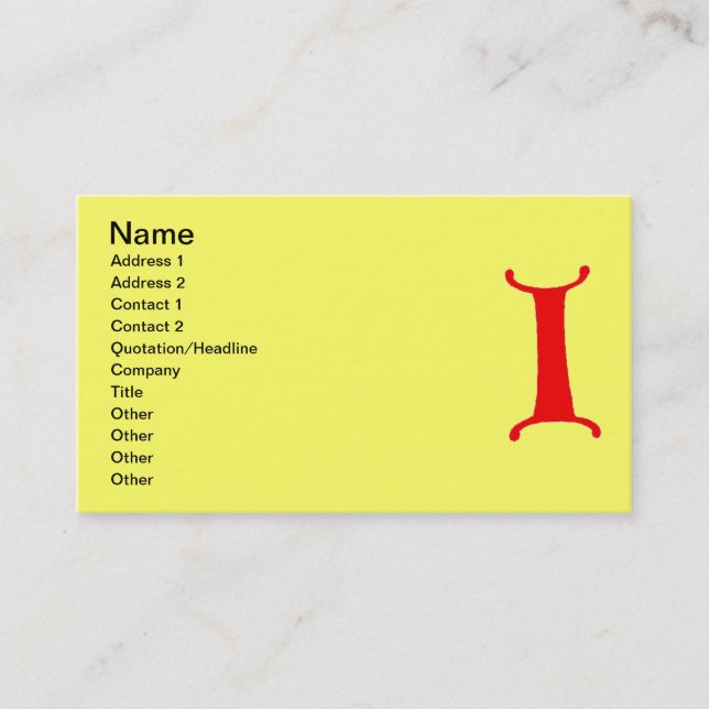 Letter I Business Card (Front)