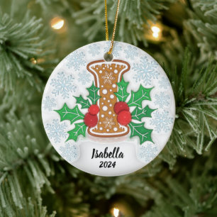 Letter I Custom Name Christmas Ceramic Tree Decoration