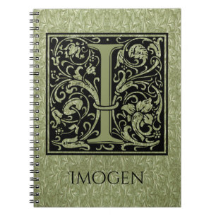 Letter I First Letter Monogram Spiral Notebook