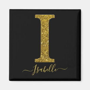 Letter I Gold Glitter Magnet