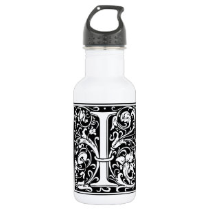 Letter I Mediaeval Monogram Art Nouveau 532 Ml Water Bottle