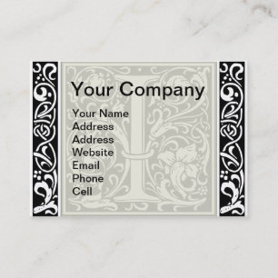 Letter I Mediaeval Monogram Art Nouveau Business Card