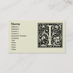 Letter I Mediaeval Monogram Art Nouveau Business Card