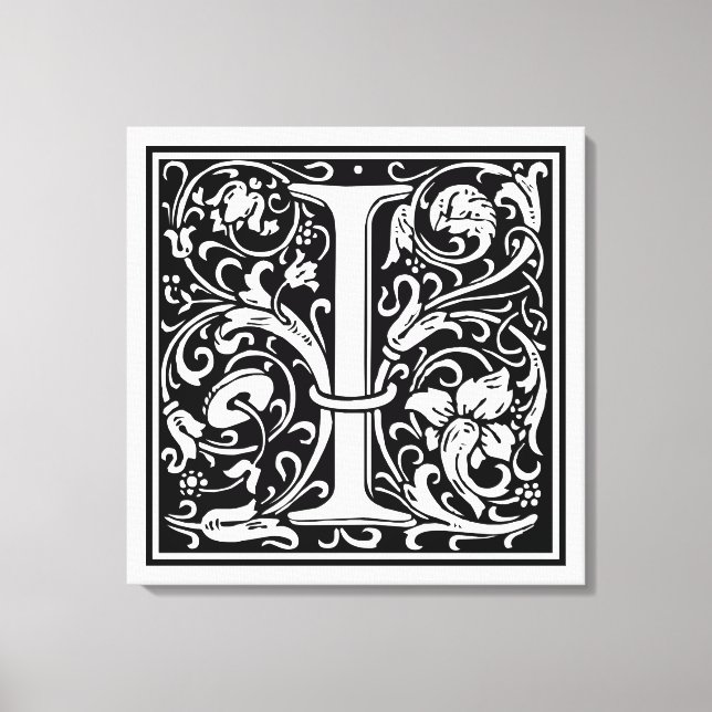 Letter I Mediaeval Monogram Art Nouveau Canvas Print (Front)