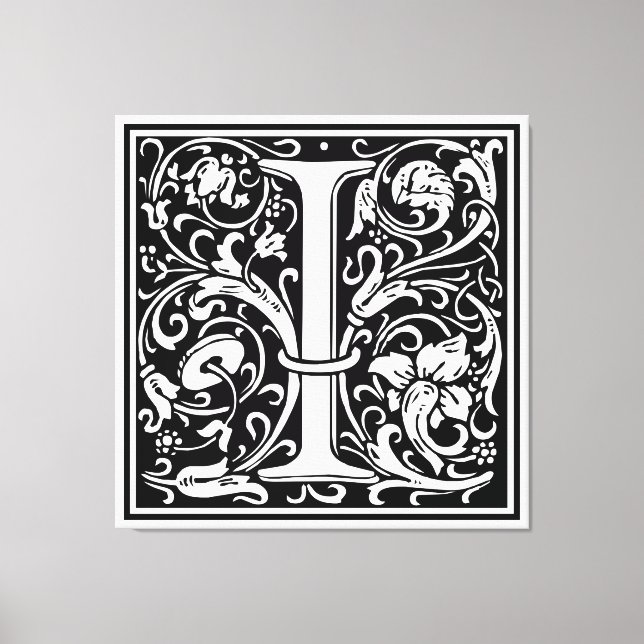Letter I Mediaeval Monogram Art Nouveau Canvas Print (Front)