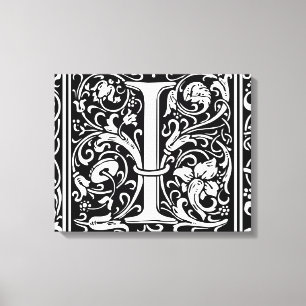 Letter I Mediaeval Monogram Art Nouveau Canvas Print