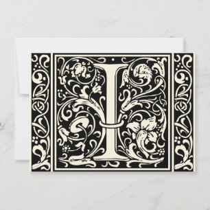 Letter I Mediaeval Monogram Art Nouveau Invitation