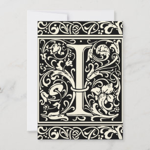 Letter I Mediaeval Monogram Art Nouveau Invitation