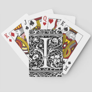 Letter I Mediaeval Monogram Art Nouveau Playing Cards