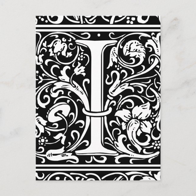 Letter I Mediaeval Monogram Art Nouveau Postcard (Front)