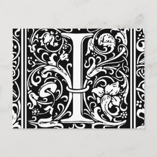 Letter I Mediaeval Monogram Art Nouveau Postcard