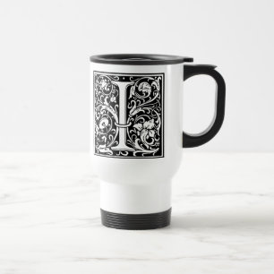Letter I Mediaeval Monogram Art Nouveau Travel Mug