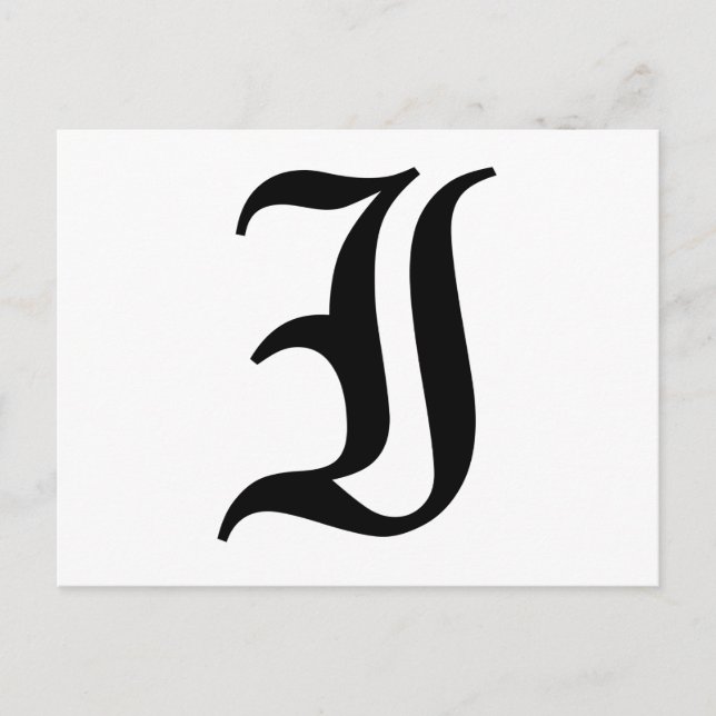 Letter I Old English Text on White Background Postcard (Front)