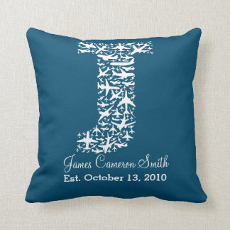 Letter J Aviation Aeroplanes Cushion