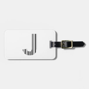 LETTER J BAR CODE First Initial Barcode Pattern Luggage Tag