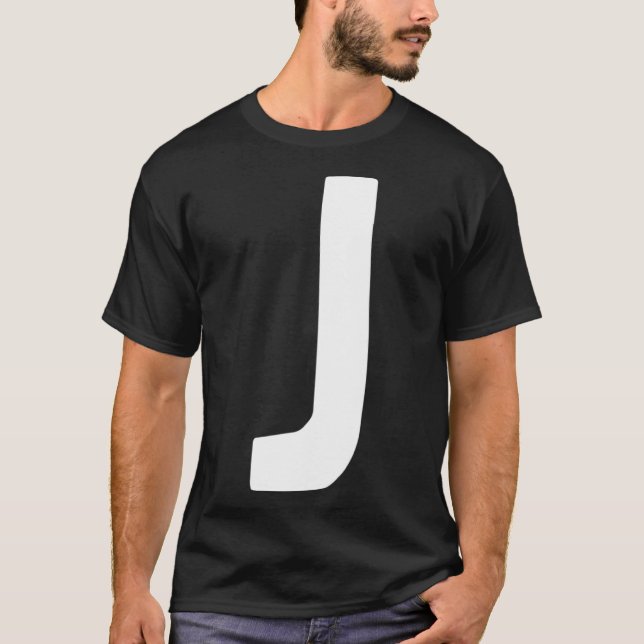 Letter J big and bold white T-Shirt (Front)