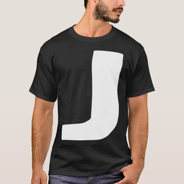 Letter J big and bold white T-Shirt (Front)