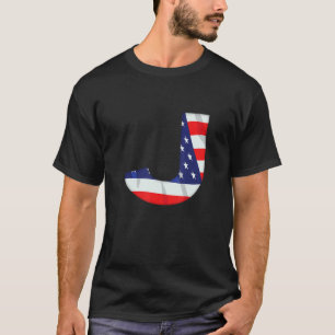 Letter J Capital Alphabet Usa American Flag Monogr T-Shirt