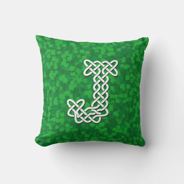 Letter J Celtic Knot Alphabet Cushion (Front)