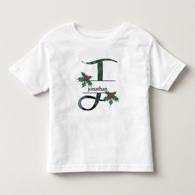 *~* Letter J  Christmas Holly Berries Name  Toddler T-Shirt (Front)