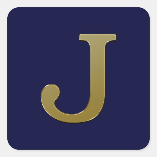 Letter J Gold Square Sticker (Front)