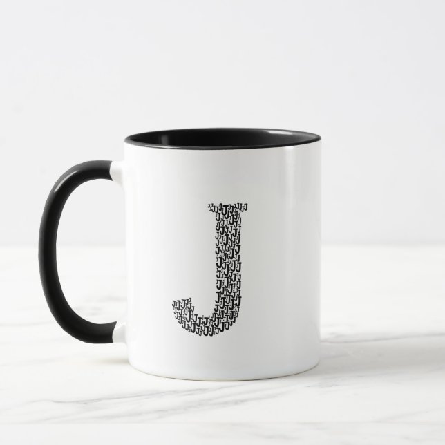 Letter J Initial Mug – Simple Modern Style (Left)