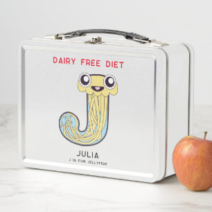 Letter J Jellyfish Name Allergies Back To School Metal Lunch Box