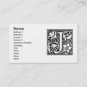 Letter J Mediaeval Monogram Art Nouveau Business Card