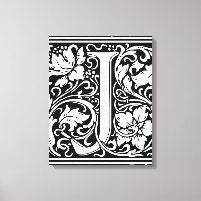 Letter J Mediaeval Monogram Art Nouveau Canvas Print (Front)