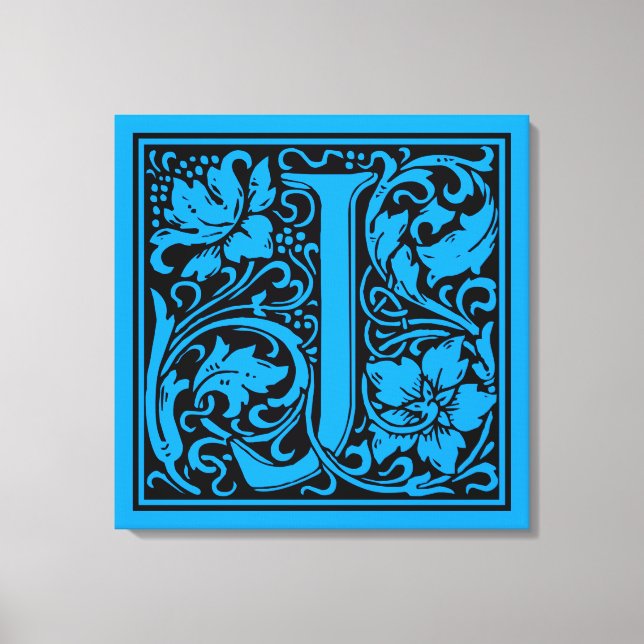 Letter J Mediaeval Monogram Art Nouveau Canvas Print (Front)