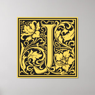 Letter J Mediaeval Monogram Art Nouveau Canvas Print