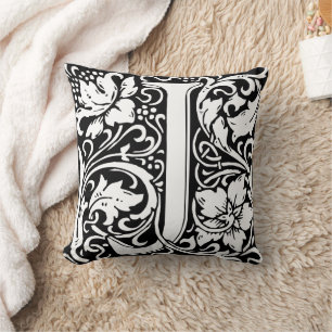 Letter J Mediaeval Monogram Art Nouveau Cushion