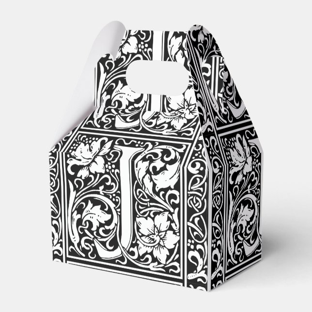 Letter J Mediaeval Monogram Art Nouveau Favour Box (Front Side)