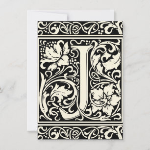 Letter J Mediaeval Monogram Art Nouveau Invitation