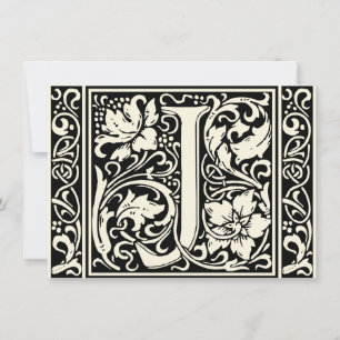 Letter J Mediaeval Monogram Art Nouveau Invitation