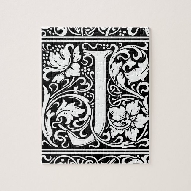 Letter J Mediaeval Monogram Art Nouveau Jigsaw Puzzle (Vertical)