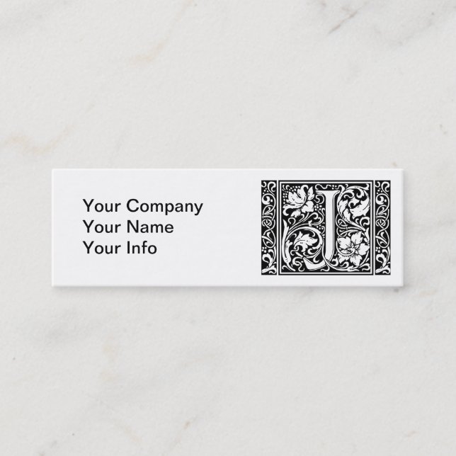 Letter J Mediaeval Monogram Art Nouveau Mini Business Card (Front)